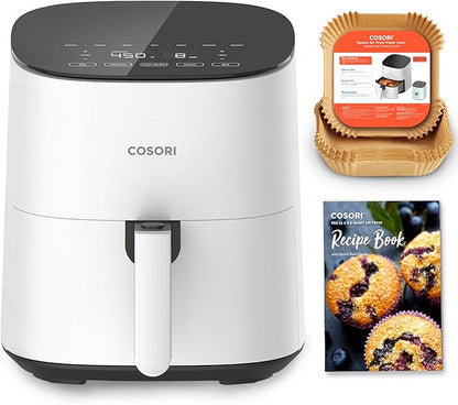 Cosori Air Fryer Pro LE 5-Qt Airfryer, With 20PCS paper liners, 10 Functions that Dry, Bake, Roast &Preheat, Shake Reminder, Up to 450℉, 85% Oil less, Compact, 130+ Recipes, Dishwasher Safe, White