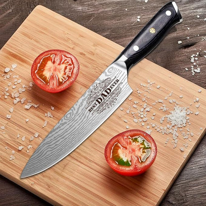 Fathers Day Dad Gift from Daughter Son Kids Dad Birthday Gift 8 inch Kitchen Knife Gift Set for Dad Professional Chef's Knife christmas presents for dad (Best Dad)