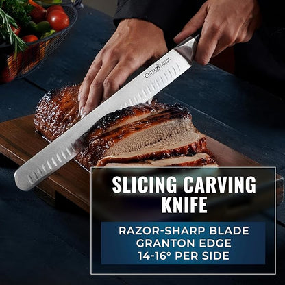 Cutluxe 5-Piece Butcher Knife Set – Slicing Carving Knife Set for Meat Cutting, Ultra Sharp German Steel, Full Tang, Ergonomic Handles – Artisan Series