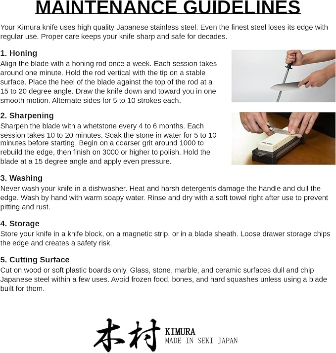 Kimura Sushi Knife, [Made in Japan], 8 inch Professional Chef Knife, Ultra Sharp High Carbon Molybdenum Stainless Steel Kitchen Knives, Chefs Knives with Ergonomic Handle - Japanese Sashimi