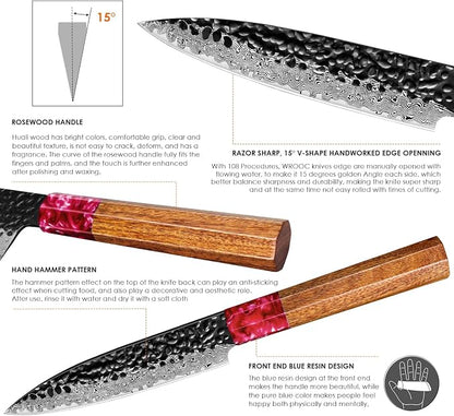 COOKLET'S Paring Knife, Professional High Carbon Stainless Steel Forged Kitchen Knife, Ultra Sharp Small Fruit Knife, G10 Ergonomic Color Handle with Elegant Gift Box for Family, Silver