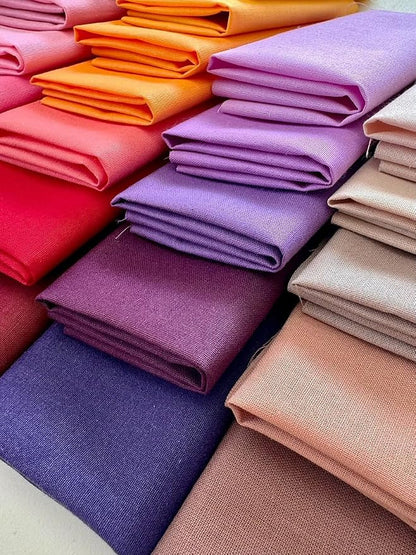 Solid Color Cotton Fabric Bundle – 50 Pre-Cut Squares (20×20 cm / 8×8 inch), 100% Cotton, 120 GSM, Made in Türkiye