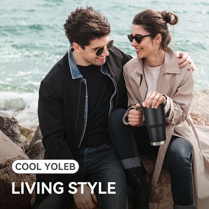 30 oz Tumbler with Handle and Lid, Stainless Steel Tumblers Bulk Double Wall Vacuum Insulated Travel Mug Leak Proof Cup Keep Drinks Cold and Hot Black, 12 Pack