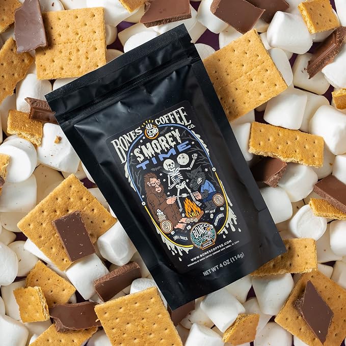 Bones Coffee Company Favorite Flavors Sample Pack Box Set with Specialty Coffee Mug, 5 Assorted Single-Origin Low Acid Medium Roast Arabica Beans Flavored Coffee Gifts, 4 oz Pack of 5 Whole Bean