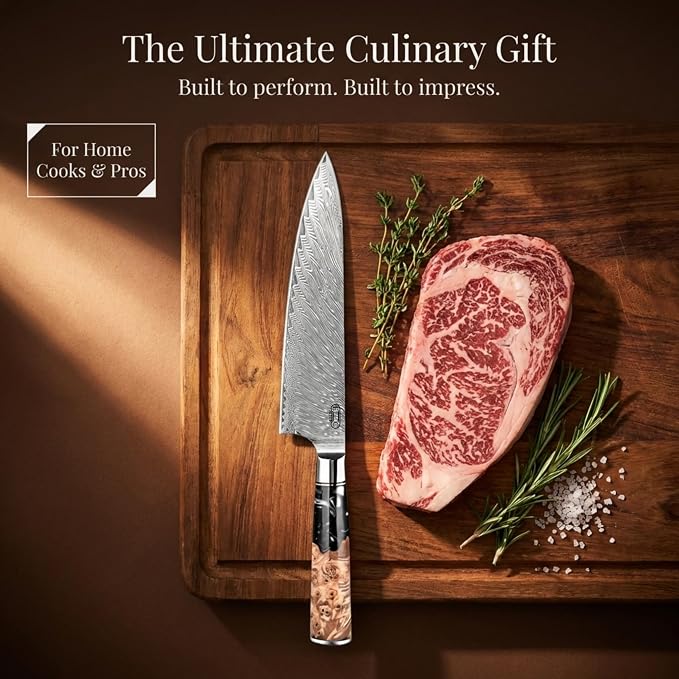 Tidal Black - 8" Chef Knife - Damascus