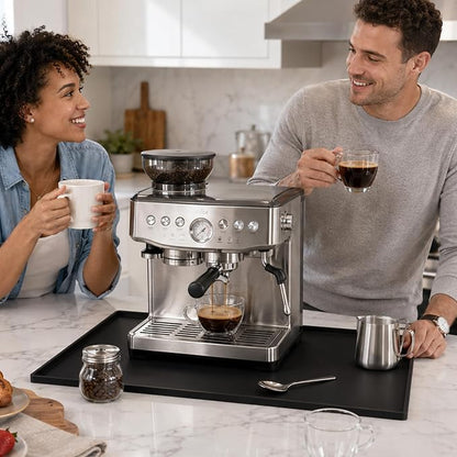 Golener Silicone Coffee Mat - 24" x 16" Coffee Bar Mat for Countertop with Raised Edges, Kitchen Station Pad, Accessories Fit Under Coffee Machine, Waterproof Dish Drying Mat, Heat Resistant, Black