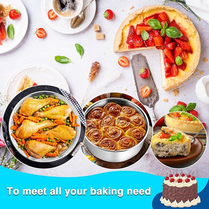 P&P CHEF 8 Inch Cake Pans Set, Round Baking Pan Stainless Steel Layer Birthday Wedding Cake Oven Pans, Non Toxic & Heavy Duty, Deep Side & Mirror Finish, Dishwasher Safe, (1Pc)