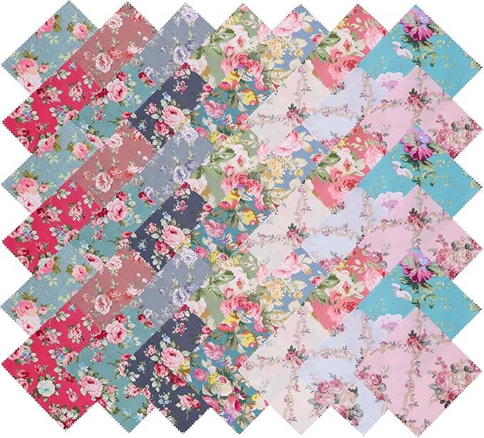 Nodsaw Layer Cake Fabric for Quilting 10 inch; Layer Cakes 10 inch Squares for Quilting; 42 10x10 inch Retro Floral Print Precut Cotton Fabric Squares Bundles for Sewing, Quilting, and DIY Crafts