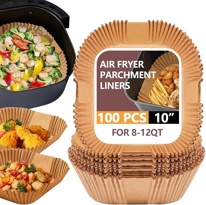 UBeesize XL10 Inch Disposable Air Fryer Liners 100 Pack Parchment Paper