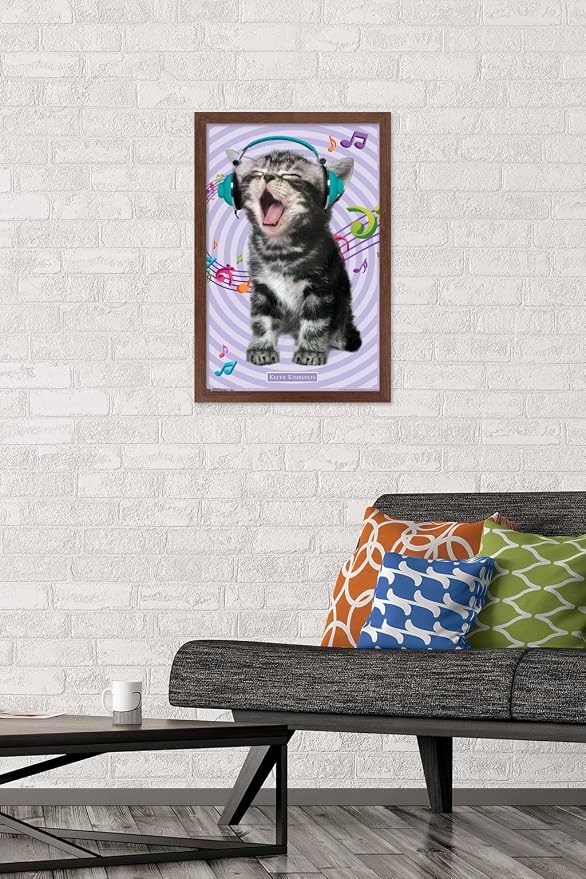 Trends International Keith Kimberlin - Kitten - Singing Wall Poster, 14.725" x 22.375", Mahogany Framed Version