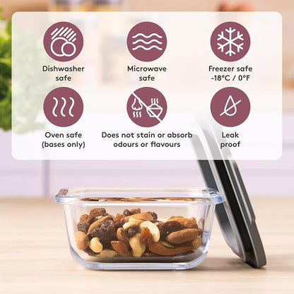 Kilner Fresh Storage 0.31 Litre Airtight Glass Container Durable Leakproof Lid with Vacuum Seal for Food Storage Leftovers Snacks Meal Prep Batch Cooking