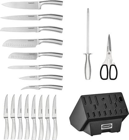 Cuisinart C77SS-19P Normandy 19 Piece Cutlery Block Set, Stainless Steel Ashwood Black