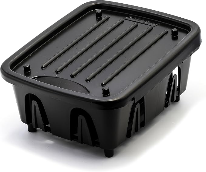 Camco RV Mini Dish Drainer & Tray - Features a Sloped Drain Tray Design, Heavy-Duty Construction - Ideal for Small Spaces, Apartments, Boats, and More -9.5"L x 11.7"W x 4.75"H - Black (43512)