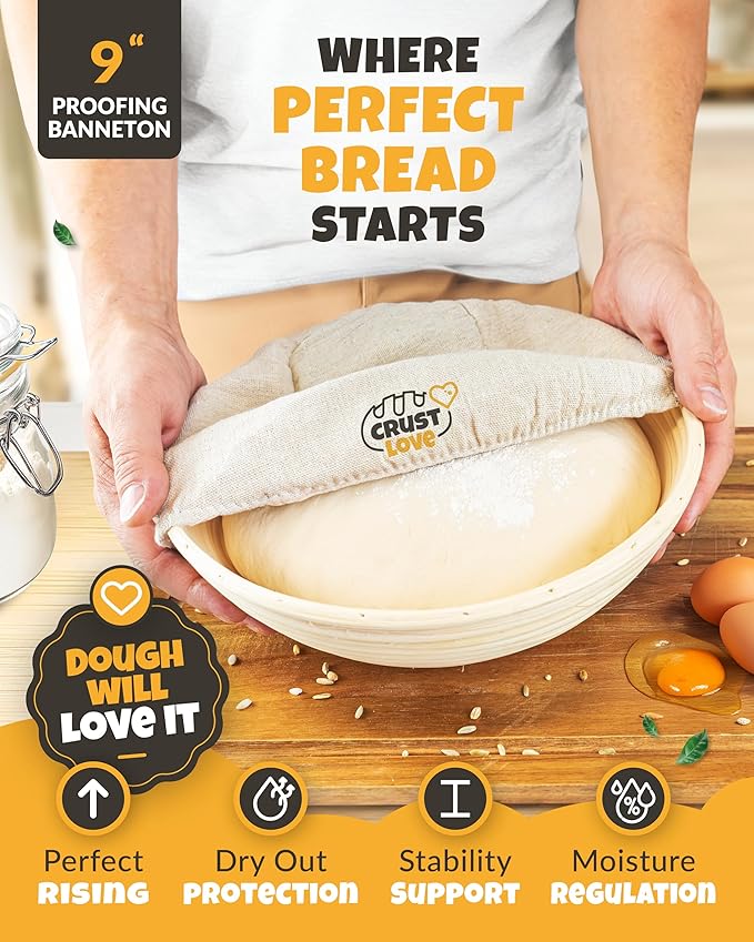 CRUSTLOVE Dutch Oven Bread Baking - 5QT Enamel Bread-Oven - incl Sourdough Bread-Baking Suppliers like Dough Whisk Scoring Lame etc Bread-Dome Cast Iron Bread-Pan with Lid for Sour dough, Bread-making