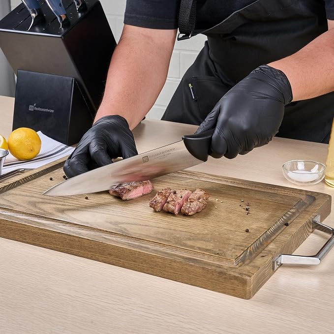 Restaurantware Sensei 10 Inch Chef Knife 1 With Colored Coded Pins Kitchen Knife - High-Carbon Stain-Resistant Black German Steel Meat Knife Ergonomic Handle