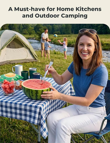 CripsTaste 2 Pack Watermelon Fork Cutter Slicer Tool, 2-in-1 Stainless Steel Fruit Cutter Melon Slicer Cutter Tool, Watermelon Cutting Tool for Home Party Camping Kitchen Gadget