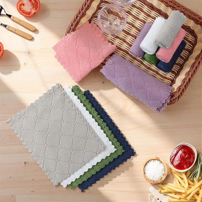 Homaxy Coral Velvet Super Soft Dish Cloths 18 Pack-7" x 9", Nonstick Oil Fast Dry Microfiber Cleaning Cloth,