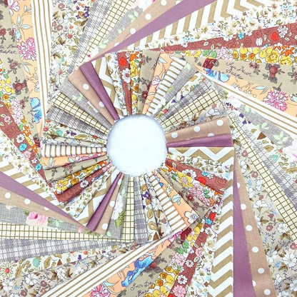 84 Pcs Jelly Roll Fabric Strips for Quilting Sewing 2.6 Inch Precut Cotton Floral Fabric Strips Bundles DIY Sewing Supplies Brown