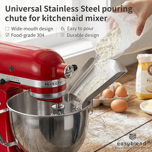 Pouring Chute for KitchenAid Mixer & Flour Funnel for Kitchen Aid Mixer – Silicone Spatula – Accessories & Attachments for 4.5-7Qt Tilt-Head Stand Mixers, 3-Piece w/ 2 Spatulas