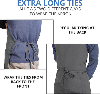 Utopia Kitchen 2 Pack Bib Apron, Adjustable with 2 Pockets, Water and Oil Resistant, Cooking Kitchen Chef Apron for Women Men