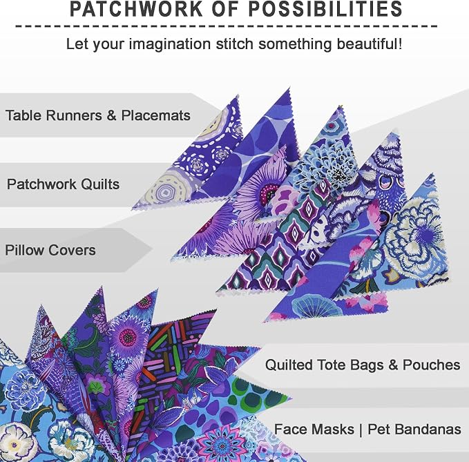 Soimoi 40 Pcs 10 x 10 inches Quilting Fabric Bundles Precut, DIY Cotton Fabric Squares, Printed Layer Cakes Patchwork Materials for Crafts Cloths Decor,Charm Squares for Quilts,Sewing - Blue Harmony