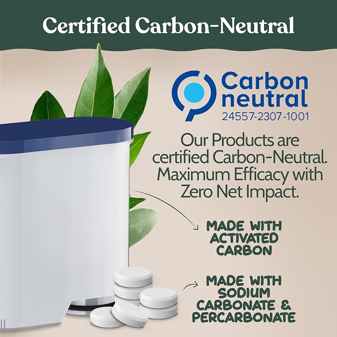 Roobi Cleaning Tablets & Filters Compatible with Philips Saeco. Includes 16 Espresso Cleaning Tablets & 4 Water Filters. Carbon Neutral Philips Cleaner Kit. 1 Year Supply.