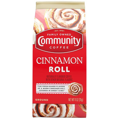 Community Coffee Cinnamon Roll Flavored Ground Coffee, Naturally Flavored, 11 Ounce (Pack of 1)