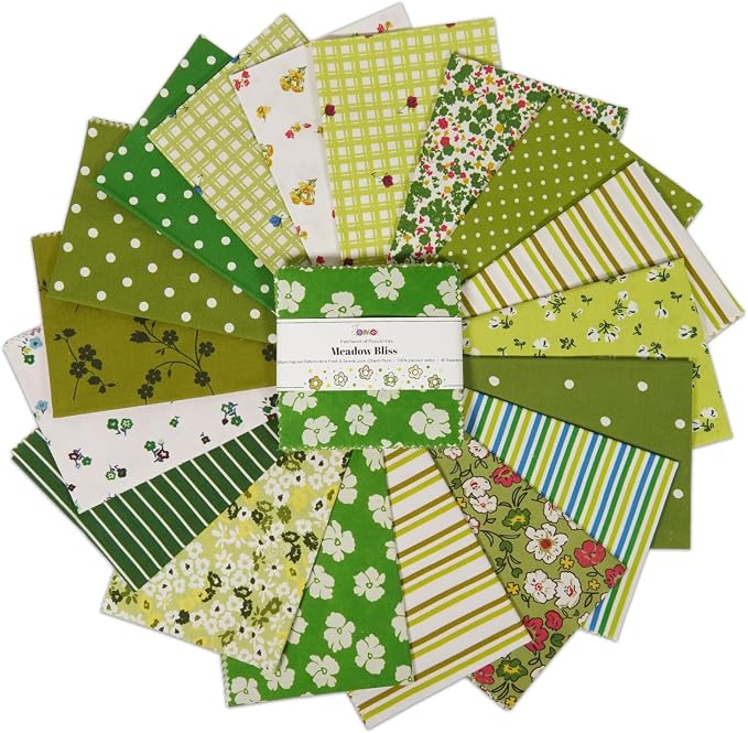 Soimoi 40 Pcs 10 x 10 inches Quilting Fabric Bundles Precut, DIY Cotton Fabric Squares, Printed Layer Cakes Patchwork Materials for Crafts Cloths Decor,Charm Squares for Quilts,Sewing - Meadow Bliss