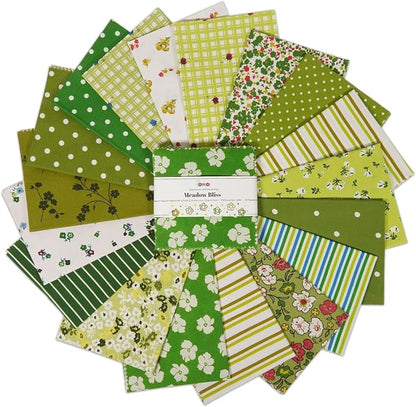 Soimoi 40 Pcs 10 x 10 inches Quilting Fabric Bundles Precut, DIY Cotton Fabric Squares, Printed Layer Cakes Patchwork Materials for Crafts Cloths Decor,Charm Squares for Quilts,Sewing - Meadow Bliss