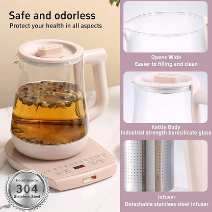 Health Pot Electric Kettle with Infuserand stew pot,Smart Fruit Hot Tea Maker, Temperature Control and Tea Keep Warm, 12 Functional Procedures, 1.8 Liters of Capacity