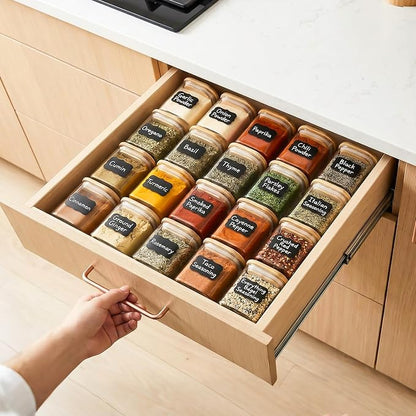 TBWIND 12 Pack 4 oz Square Glass Spice Jars with Lids and Labels – Airtight Small Seasoning Containers Set, Clear Glass Storage Jars for Seasoning, Spices, Kitchen Pantry Organization