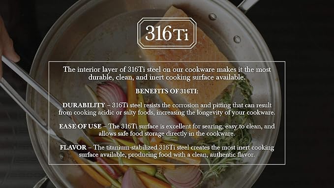 Heritage Steel 8 Piece Core Cookware Set | Made in USA | Titanium Series 316Ti Stainless Steel with 5-Ply Construction | Induction-Ready and Fully Clad