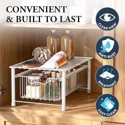 Simple Houseware Stackable Basket Drawer, White