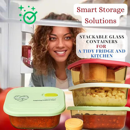 Ai Love Peace Soup Container with Dual Lids,26 oz Borosilicate Glass Lunch Box | Leakproof Lid+ Microwave &Safe Freezer Lid, Stackable,Glass Meal Prep Food Storage,Perfect for Work & Soup Lovers Gift.