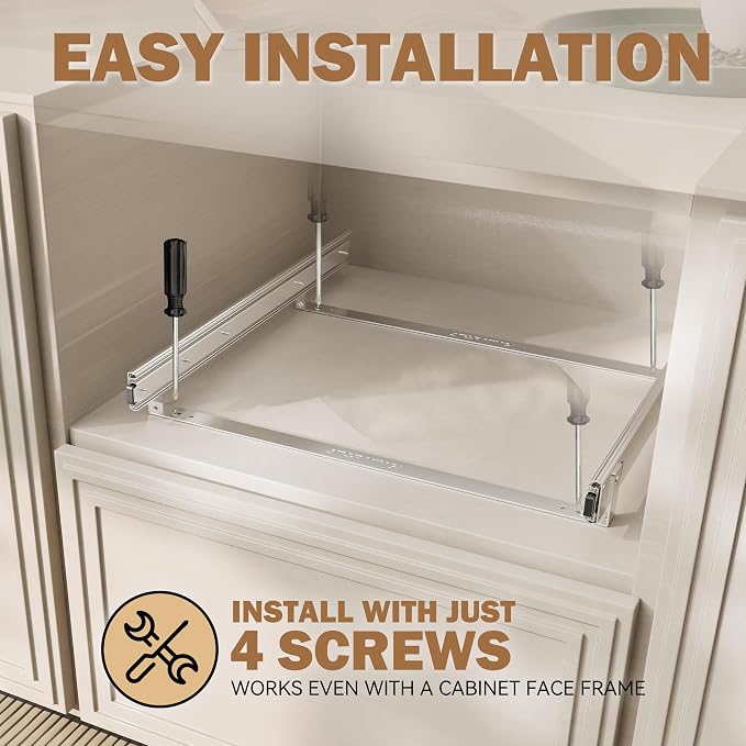 Pull Out Drawers for Cabinets 21"W x 21"D, Slide Out Wood Drawer Shelf, Heavy Duty Caddy Pull Out Cabinet Organizer, Base Cabinet Organization for Kitchen, Pantry