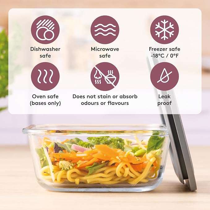 Kilner Fresh Storage 0.8 Litre Airtight Glass Container Durable Leakproof Lid with Vacuum Seal for Food Storage Leftovers Snacks Meal Prep Batch Cooking