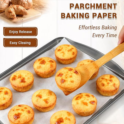 BEWOS Baking Sheet Pans With Racks Set - Including 17.6 × 12 × 1.26 Inch Carbon Steel Baking Sheet, Set of 106 (3 Sheets + 3 Cooling Racks + 100 Parchment Paper), Nonstick Bakeware sets for Baking