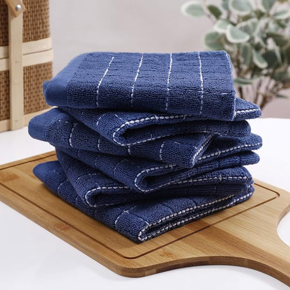 Homaxy 100% Cotton Terry Kitchen Dish Cloths, Ultra Soft and Absorbent Dish Towels for Kitchen, Suitable for Drying and Washing Dishes, 18 Pack, 12 x 12 Inches, Navy Blue