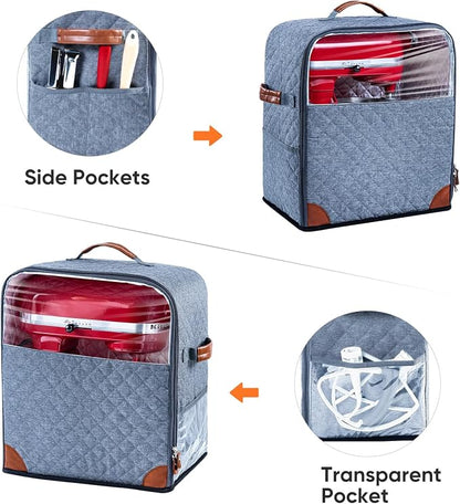 BAGSPRITE Stand Mixer Cover with Appliance Sliders Base Compatible with KitchenAid Mixer-Storage Bag for 4.5/5 Quart with Pockets for Kitchen Aid Accessories and Attachments