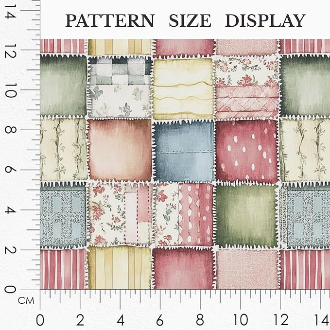 Soft Meadow Patchwork Cotton Fabric Panel, Pastel Floral & Stripe Design, 140 GSM, 61″ × 36.6″ (155 × 93 cm)