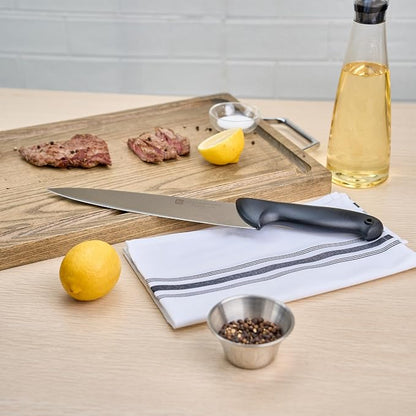 Restaurantware Sensei 10 Inch Chef Knife 1 With Colored Coded Pins Kitchen Knife - High-Carbon Stain-Resistant Black German Steel Meat Knife Ergonomic Handle