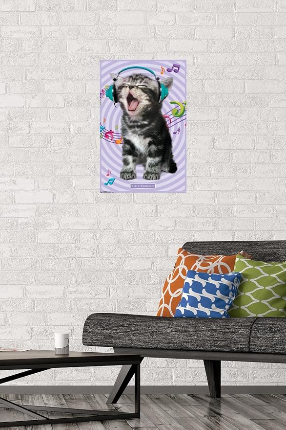 Trends International Keith Kimberlin - Kitten - Singing Wall Poster, 14.725" x 22.375", Premium Poster & Mount Bundle