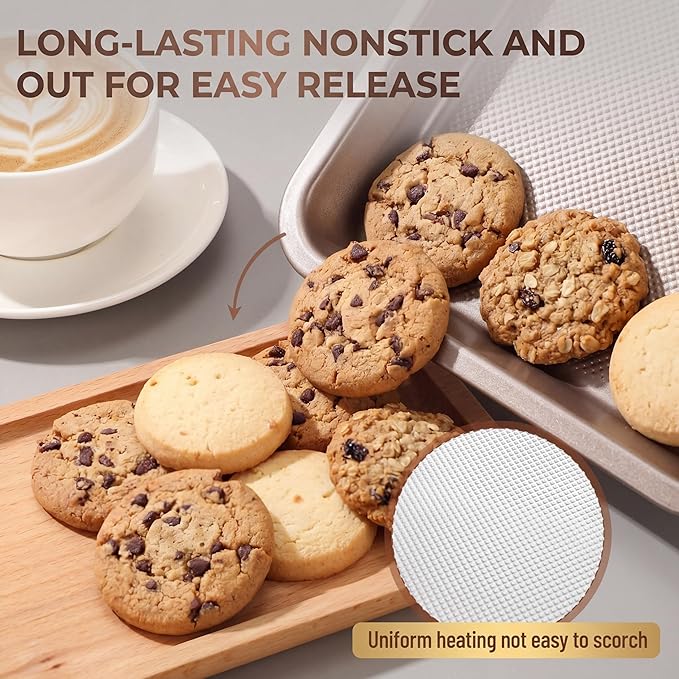 Roshtia 3 Packs Non Stick Baking Pan Set, Heavy-gauge Carbon Steel 13 Inch 15 Inch 18 in Commercial Home Baking Sheet Pans Cookie Sheets, Half/quarter Pans for Oven