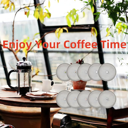10pcs french press filter screen,Universal 1000 ml, 34 Oz, 8 Cup French Press Coffee Makers and Tea Machines 4 Inch Stainless Steel French Press Replacement coffee filter mesh