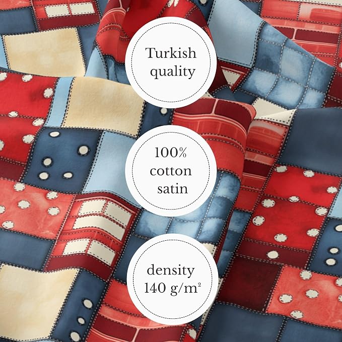 100% Cotton Fabric by the Yard – Turkish Quality Quilting & Sewing Fabric, 1 Yard x 1.69 Yards Wide, Patchwork Cotton for Crafts