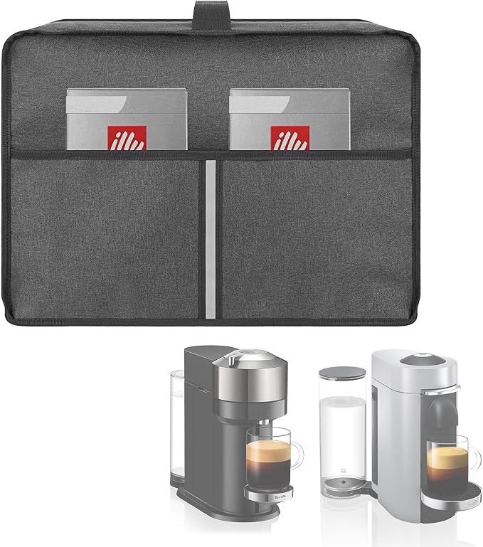 Dust Cover Compatible with Nespresso Vertuo Next Deluxe Coffee, Nespresso Vertuo Plus Deluxe Coffee, The Pearl Cotton Inside Enhances Protection of The Machine -Dark Grey