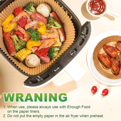 Air Fryer Disposable Paper Liners: 125 PCS 8" Round Parchment Paper, Food Grade Baking Liner for 5-8 QT Airfryer Basket, Waterproof and Oilproof for Easy Cleanup