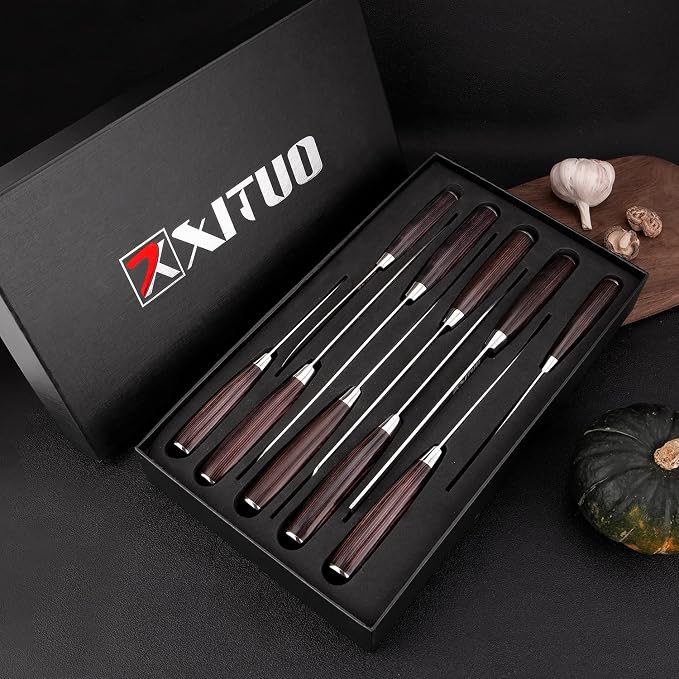 XITUO 10-Piece High Carbon Stainless Steel Knife Set, Laser-Etched Ultra Sharp Blade Kitchen Knives with Ergonomic Pakkawood Handle, Gift Box for Home Chef