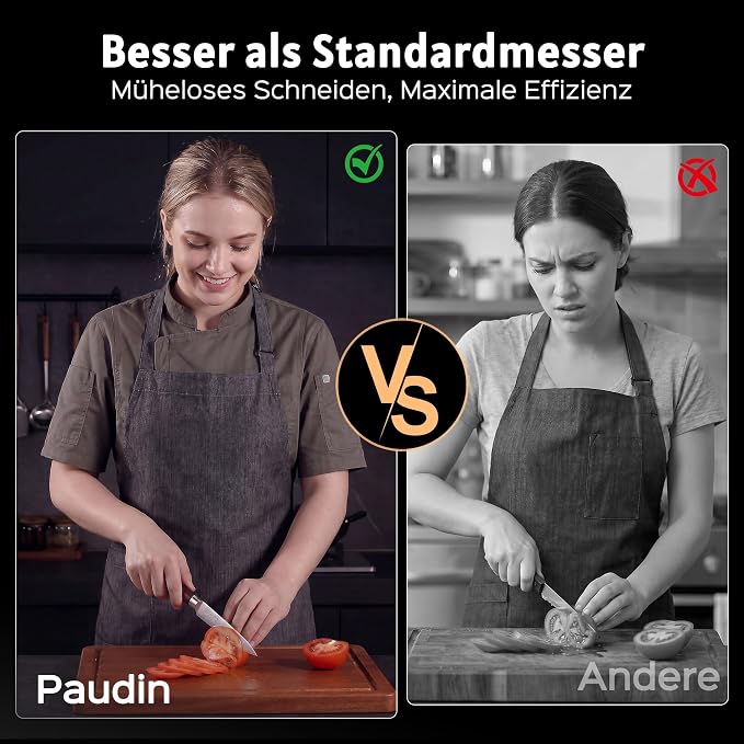 PAUDIN Utility Knife, 5 Inch Chef Knife, Ultra Sharp High Carbon Stainless Steel, Multipurpose Paring Knife for Fruit and Vegetable Cutting with Wooden Handle, Premium Gift Box