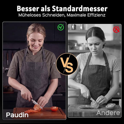 PAUDIN Utility Knife, 5 Inch Chef Knife, Ultra Sharp High Carbon Stainless Steel, Multipurpose Paring Knife for Fruit and Vegetable Cutting with Wooden Handle, Premium Gift Box